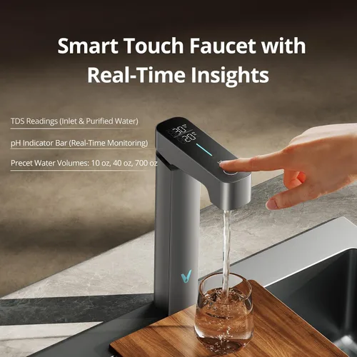 Vista 6 de VIOMI® Master M1 Filtro de Agua de Ósmosis Inversa con Mineralización Alcalina pH+, Sistema RO Sin Tanque Bajo Fregadero con Reducción de Plomo