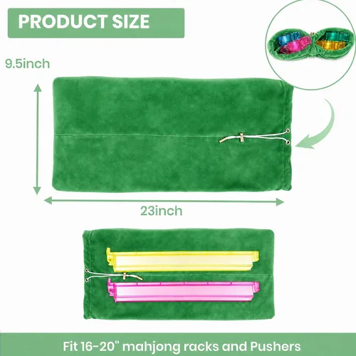 Vista 4 de Mahjong - Bolsa con 4 divisores para estantes Mahjong de 16 a 20 Verde