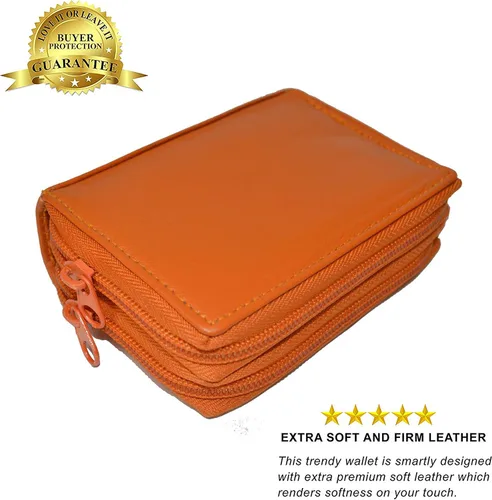 Vista 5 de Leatherboss - Cartera de piel con doble cremallera con seguridad RFID