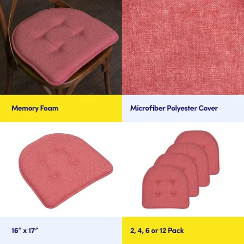 Vista 6 de Sweet Home Collection - Cojín de espuma viscoelástica para silla, con capitoné, parte trasera de goma antideslizante, en forma de U, de 17 x 16