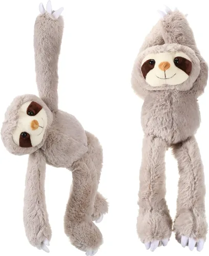 Vista 8 de Queekay 2 Paquetes de Peluches de Perezoso Colgantes de 18 Pulgadas, Perezoso de Tres Dedos con Manos de Velcro para Adolescentes y Adultos, Regalos