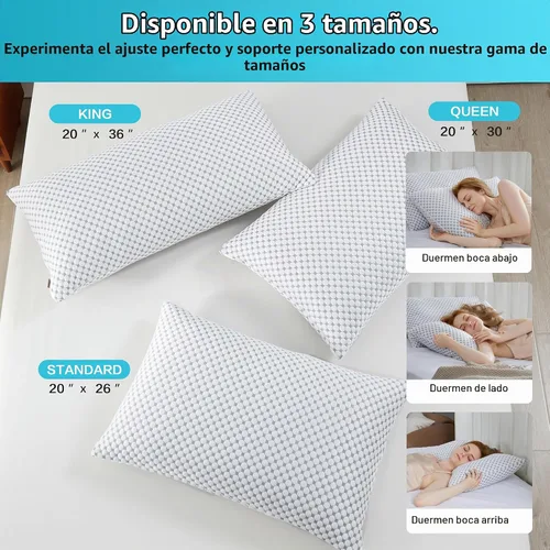 Vista 7 de SAPHREAS Cooling Bed Pillows Standard for Sleeping, Luxury Hotel Shredded Memory Foam Pillows for Side Back Stomach Sleepers, Cool Firm Pillow for