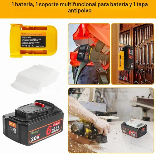 Vista 5 de waitley Batería Plus mejorada de 20 V 6 A compatible con herramientas Negro-1 paquete 6A
