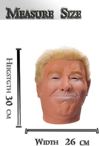 Vista 4 de RAPGET Máscara de Donald Trump, máscara de candidato presidencial, disfraz realista de látex de celebridades para adultos, gran accesorio