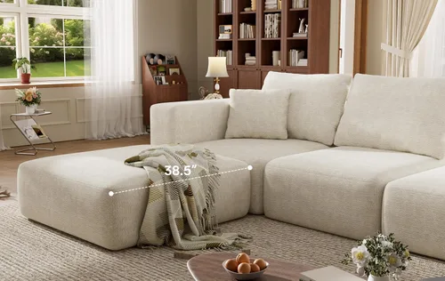 Vista 3 de Sofá modular de gran tamaño sin hueso de 150 pulgadas para sala de Beige