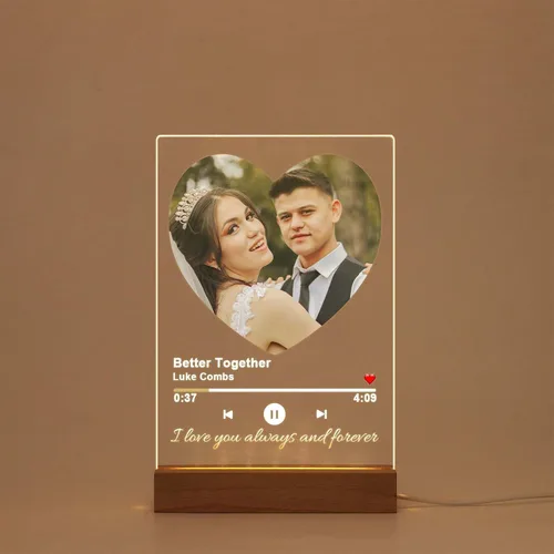 Vista 26 de Placa de música personalizada, cubierta de álbum de canción personalizada, marco de fotos personalizado, arte de vidrio, regalo de fotos, regalo