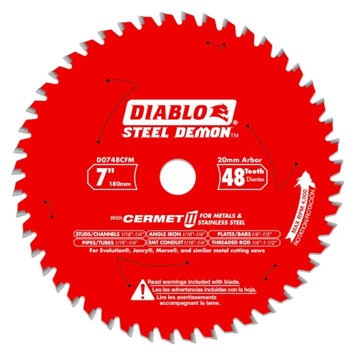 Vista 15 de Diablo Hoja de sierra Demon de acero para metal mediano – 5-1/2 pulgadas de diámetro, 30 dientes TCG, eje de 20 mm, corte de .059 pulgadas, ángulo