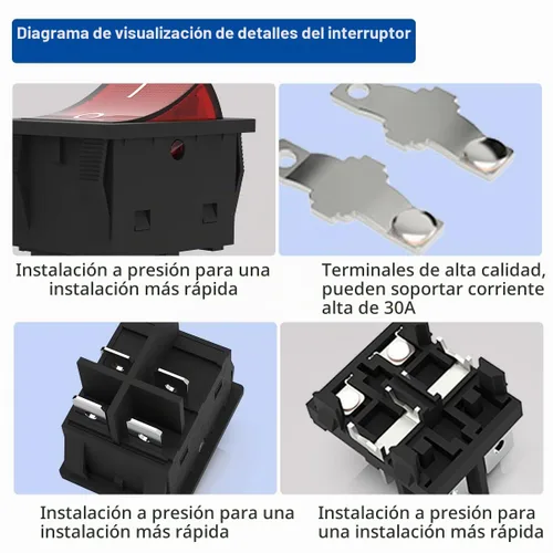 Vista 6 de lcocove JD 2 unids 30A Interruptor de alimentación 12V/24V/36V KCD4 DC Interruptor basculante de barco Interruptor de encendido/apagado 4Pins Luz