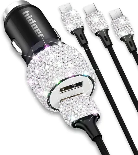 Vista 7 de Cargador de coche Bling,Cargador USB para encendedor de cigarrillos