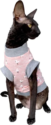 Vista 7 de Hairless Cat - Camiseta elástica de algodón con diseño de búhos tiernos para gato Sphynx (XS)