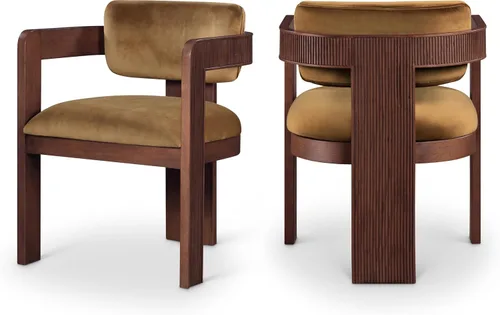 Vista 19 de Meridian Furniture Sacha - Juego de 2 sillas de comedor de terciopelo y Terciopelo coñac