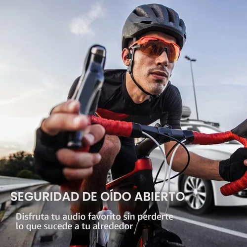 Vista 4 de Auriculares de conducción ósea – Auriculares de oreja abierta con micrófono, Bluetooth 5.4, batería de 20 horas de duración, IPX5 impermeable