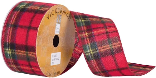 Vista 17 de Vickerman Cinta de Navidad con borde de alambre con estampado de abedul de 2.5 pulgadas x 10 yardas, algodón, blanca, cinta de corteza de abedul