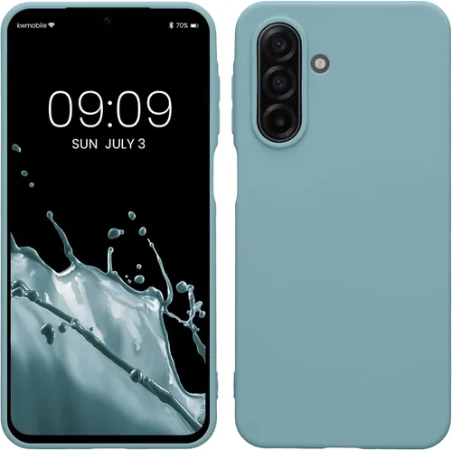 Vista 181 de kwmobile Funda compatible con Samsung Galaxy A12 - Funda protectora de silicona TPU suave y delgada - Azul Báltico