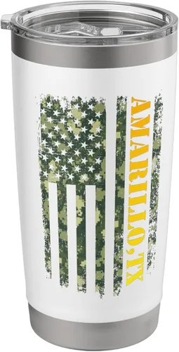 Vista 9 de Amarillo Texas Camouflage Usa Flag Stainless Steel Insulated Tumbler
