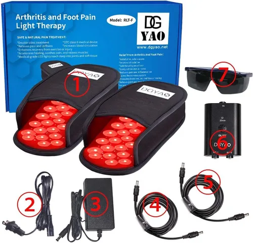 Vista 2 de Dispositivos de terapia de luz roja LED de 660 nm y 880 nm de luz infrarroja cercana, pantuflas para alivio del dolor de pies, dispositivo