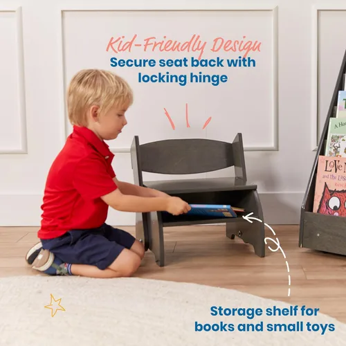 Vista 5 de ECR4Kids Taburete y silla multiusos Flip-Flop, muebles para niños, gris lavado