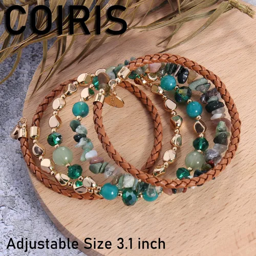 Vista 5 de Coiris Pulsera con cuentas de múltiples hebras, pulseras apilables con cuentas elásticas