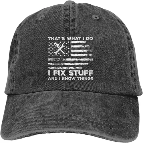 Vista 7 de Sombrero divertido con texto en inglés "I Fix Stuff and I Know Things" para hombre, sombrero de béisbol lindo