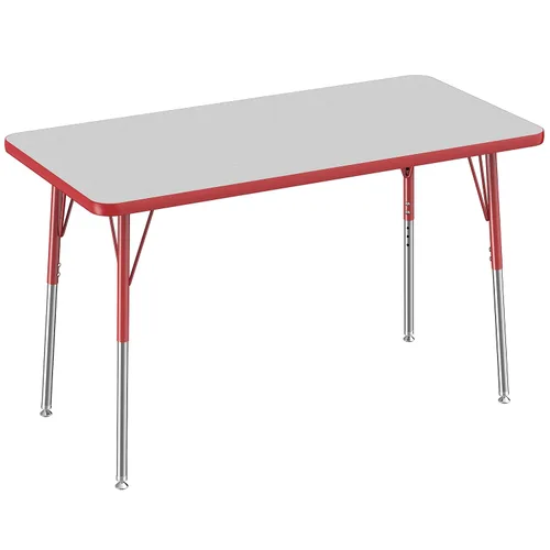 Vista 145 de FDP - Mesa rectangular para actividades escolares y de oficina (24 x 36 pulgadas), patas estándar con deslizadores giratorios, altura ajustable