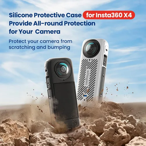 Vista 2 de Insta 360 X4 Lens Guards - Funda de silicona y protectores de pantalla compatibles con Insta360 X4