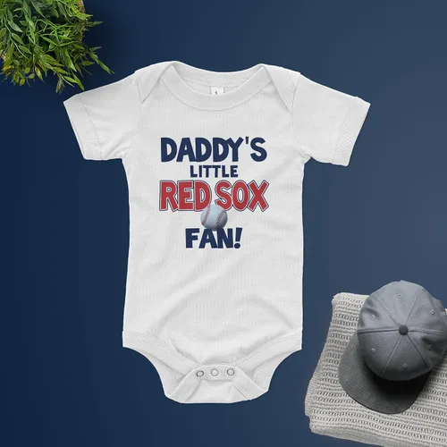 Vista 6 de NanyCrafts Baby's Daddy's Little Red Sox Fan Body Body para bebé Red Sox Fan