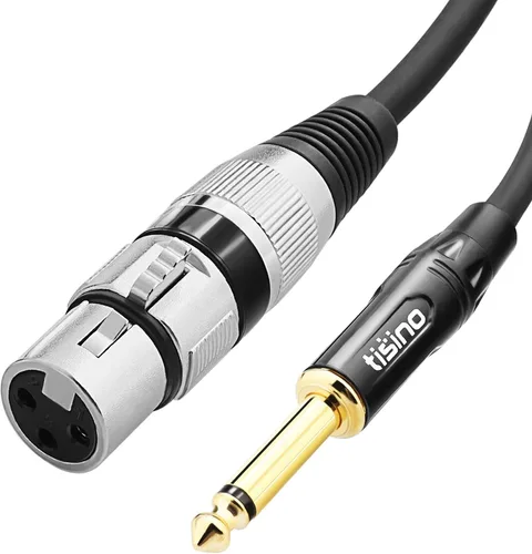 Vista 8 de Tisino - Cable de micrófono con conector hembra XLR a conector mono TS de 1/4 (6,35 mm) desequilibrado para micrófono dinámico - 2,01 m/6,6 pies