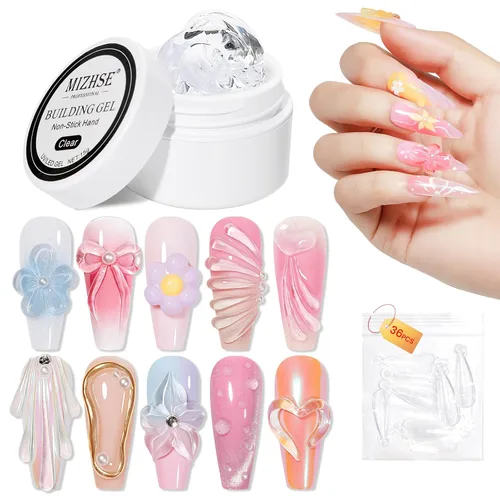 Vista 12 de MIZHSE - Gel constructor sólido para uñas, 3.53 oz, gel para esculpir 3D transparente para uñas 3.53 oz transparente