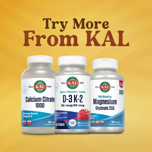 Vista 6 de KAL Vitamina D3 K2 ActivMelt - Suplemento de apoyo inmunológico con vitamina D como D3 y MK7 VIT K2 para apoyar huesos fuertes, tabletas