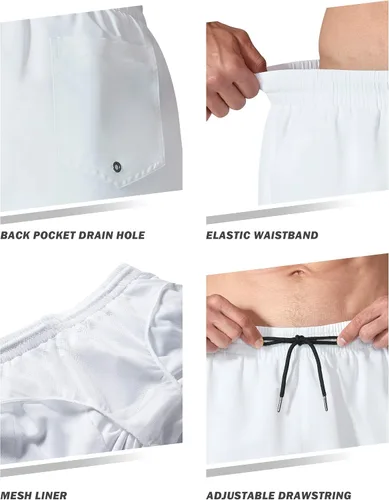 Vista 4 de NOMINATE Traje de baño para hombre, de secado rápido, con forro de malla para playa, natación, surf