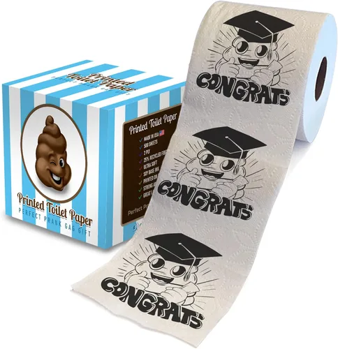 Vista 11 de Printed TP Papel higiénico impreso con texto en inglés "Congrats on Graduation", divertido rollo de papel higiénico para las mejores bromas