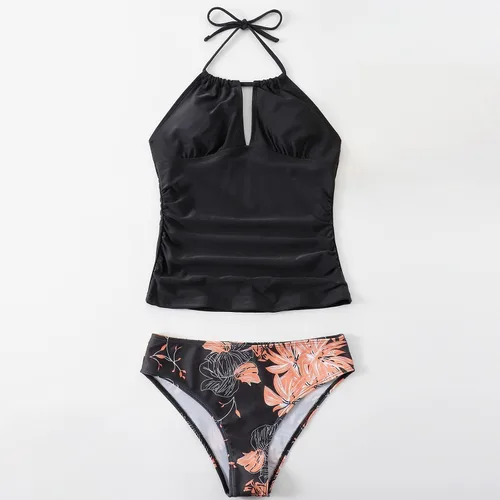 Vista 4 de Youeneom - Traje de baño para mujer con control de abdomen de 2 piezas (negro, XL)