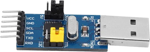 Vista 8 de Fafeicy Módulo adaptador convertidor USB a IIC I2C UART, salida de 5 V y 3.3 V, pantalla de estado LED, con cable de puente