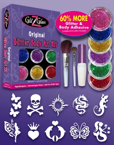 Vista 2 de Kit de tatuajes con purpurina