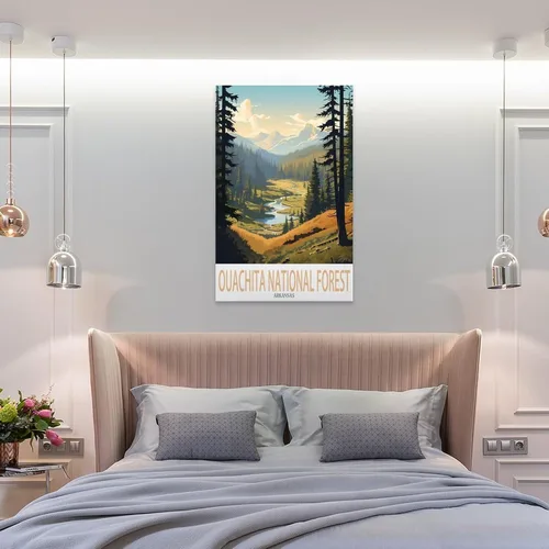Vista 8 de Ouachita - Póster de viaje vintage del bosque nacional de Arkansas, 08 x 12 pulgadas (7.9 x 11.8 in), pintura en lienzo para sala de estar