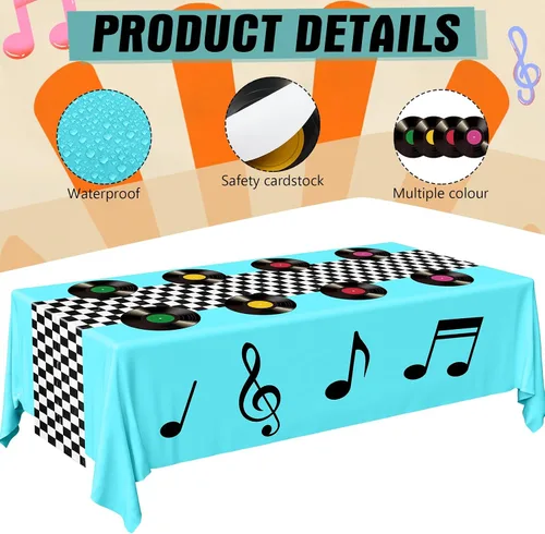 Vista 7 de Oudain Decoraciones y suministros para fiestas temáticas de los años 50, suministros de fiesta de cumpleaños de automóvil, manteles individuales