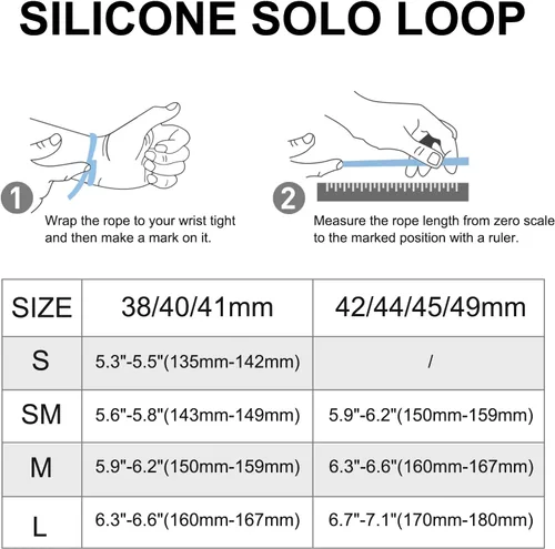 Vista 6 de Silicone Braided Solo Loop Compatible with Apple Watch Band 38mm 40mm 41mm 42mm 44mm 45mm 46mm 49mm, Stretchy Elastic Sport Strap Compatible for