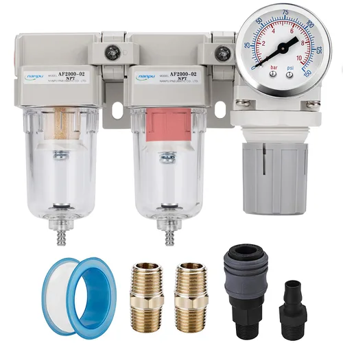 Vista 12 de Sistema de secado de aire NANPU NPT de 1", filtros de aire dobles y regulador de presión