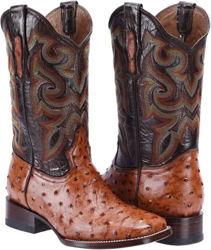 Vista 3 de Joe Boots Western Boots Para Hombre Avestruz Print Cuero 701