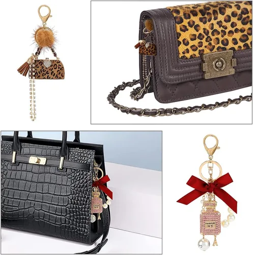 Vista 4 de Allnice Paquete de 2 llaveros lindos para mujer, bonitos llaveros para mujeres y niñas, llavero de automóvil, bolsas de manualidades
