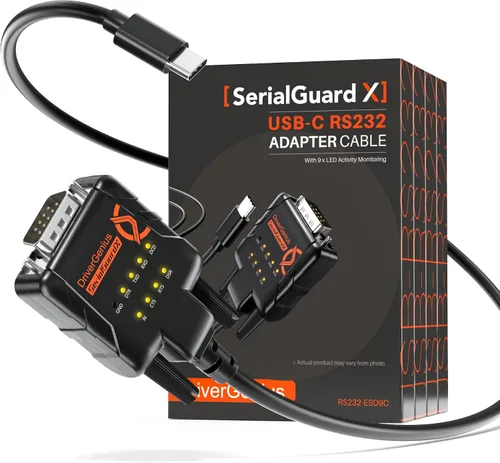 Vista 10 de SerialGuardX Adaptador serie USB-C a RS232 DB9 9 LED, chipset FTDI