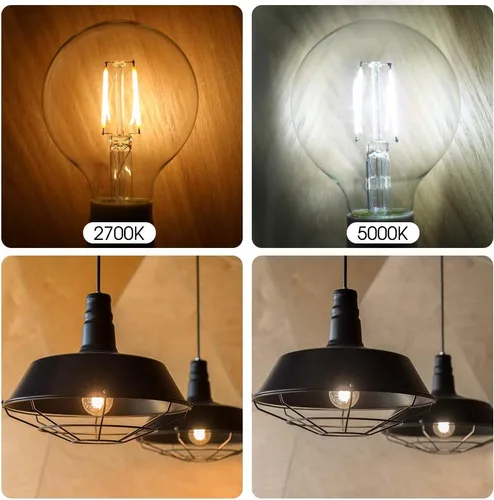 Vista 6 de Energetic Lighting Edison - Bombilla LED regulable, globo G25, equivalente a 60 W, luz blanca suave de 2700 K, base norma E26, con certificación UL