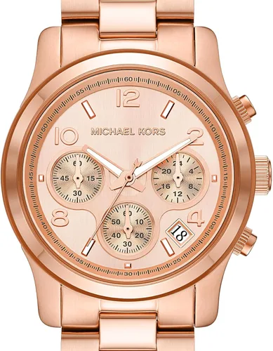 Vista 4 de Michael Kors Runway - Reloj de acero inoxidable para mujer, con banda de acero, cerámica o silicona