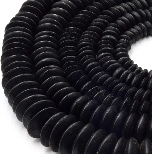 Vista 5 de Cuentas de platillo de madera Cuentas de madera en forma de platillo natural marrón rojo negro con agujeros de 0.059 pulgadas - 0.394 in, 0.472