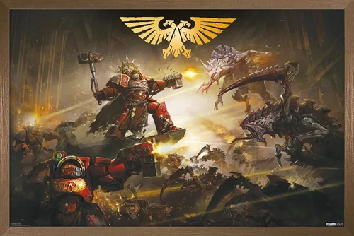 Vista 15 de Trends International Warhammer 40K - Póster de pared de la batalla de Baal, 22.4 pulgadas de largo x 14.7 pulgadas, versión enmarcada en madera