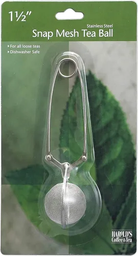 Vista 6 de HIC Kitchen Infusor de té de bola a presión, acero inoxidable 18/8, para té de hojas sueltas y especias para calentar Plateado