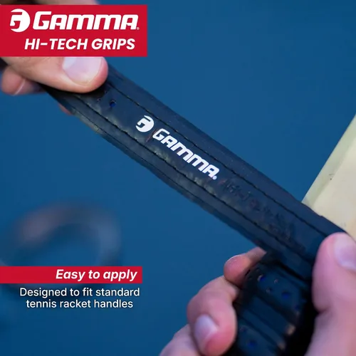 Vista 3 de Gamma Hi-Tech Replacement Tennis Grip, High Traction Feel, Maximum Control, Durable Tennis Racquet Grip, Tacky Surface