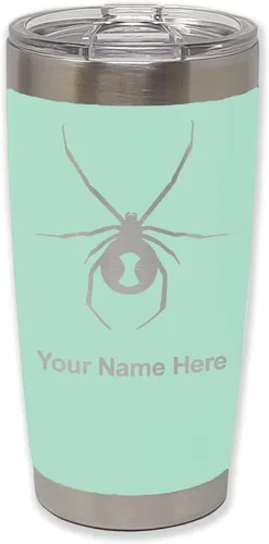 Vista 24 de LaserGram Vaso aislado al vacío de 20 onzas, araña viuda negra, grabado personalizado incluido (negro)