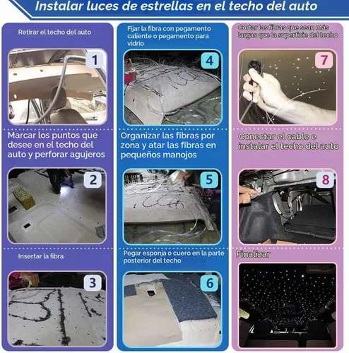 Vista 6 de Kit de Luces de Techo de Estrellas Firework Bluetooth Twinkle 10W para Decoración de Coche y Hogar con APP/Modo de Música Remoto RGBW LED Luz