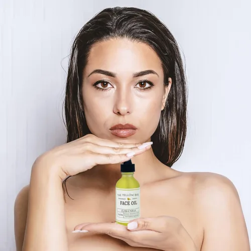 Vista 4 de Aceite facial nutritivo Yellow Bird, suero facial hidratante y antienvejecimiento. Incluye jojoba, marula, prímula y rosa mosqueta para restaurar